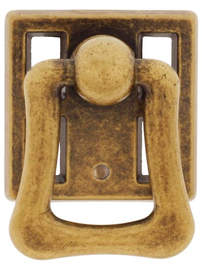 Mackintosh Ring Pull With Small Backplate In Antique Brass Dark